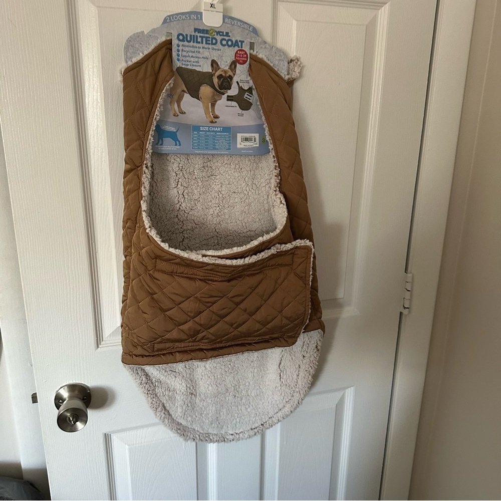 Quilted Dog Coat in Tan and Cream